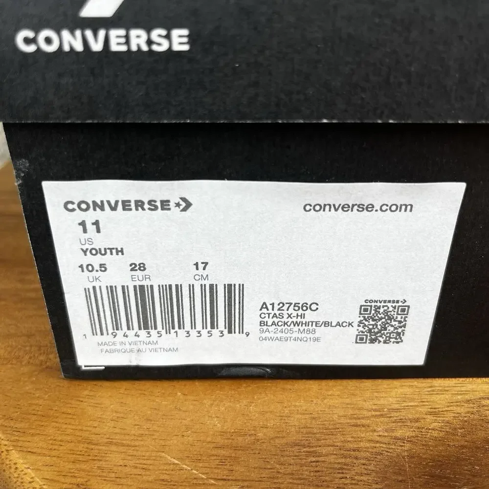 New Converse Chuck Taylor All Star XX Hi Knee High Black Boots Youth Size 11 Kid
